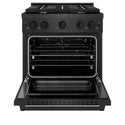 ZLINE 30 in. 4.2 cu. ft. Paramount Gas Range with Convection Gas Oven in Black Satin Stainless Steel with 4 Brass Burners (SGRBS-BR-30)