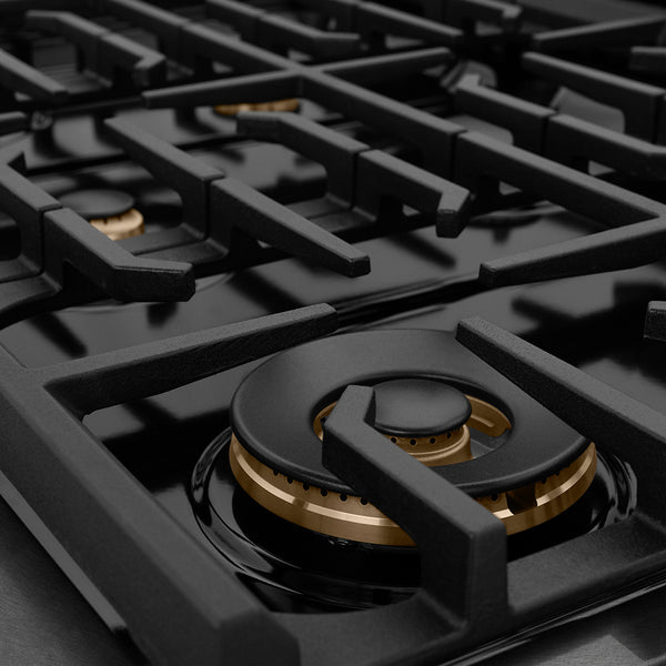 ZLINE 48 in. 6.7 cu. ft. Paramount Double Oven Gas Range in Black Satin Stainless Steel with 8 Brass Burners (SGRBS-BR-48)