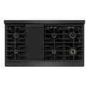 ZLINE Designer Collection 48 in. 6.7 cu. ft. Paramount Double Oven Gas Range with 8 Burner Cooktop in Black Satin Stainless Steel with Matte Black and Champagne Bronze Accents, Open Box-Great Condition