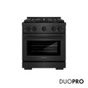 ZLINE 30 in. 4.2 cu. ft. Paramount Gas Range with 4 Burner DuoPro™ Cooktop and Convection Gas Oven in Black Satin Stainless Steel, Open Box-Good Condition