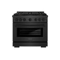 ZLINE 36 in. 5.2 cu. ft. Paramount Gas Range with 6 Burner DuoPro™ Cooktop and Convection Gas Oven in Black Satin Stainless Steel, Open Box-Good Condition