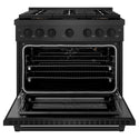 ZLINE 36 in. 5.2 cu. ft. Paramount Gas Range with 6 Burner DuoPro™ Cooktop and Convection Gas Oven in Black Satin Stainless Steel, Open Box-Great Condition