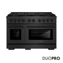 ZLINE 48 in. 6.7 cu. ft. Paramount Gas Range with 8 Burner DuoPro™ Cooktop and Dual Ovens in Black Satin Stainless Steel, Open Box-Great Condition