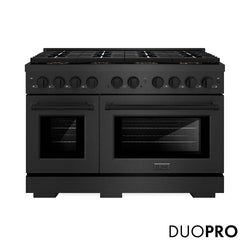 ZLINE 48 in. 6.7 cu. ft. Paramount Gas Range with 8 Burner DuoPro™ Cooktop and Dual Ovens in Black Satin Stainless Steel, Open Box-Great Condition