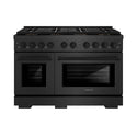ZLINE 48 in. 6.7 cu. ft. Paramount Gas Range with 8 Burner DuoPro™ Cooktop and Dual Ovens in Black Satin Stainless Steel, Open Box-Great Condition