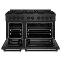 ZLINE 48 in. 6.7 cu. ft. Paramount Gas Range with 8 Burner DuoPro™ Cooktop and Dual Ovens in Black Satin Stainless Steel, Open Box-Good Condition
