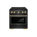 ZLINE Autograph Edition 30 in. 4.2 cu. ft. Paramount Gas Range with 4 Burner DuoPro™ Cooktop and Convection Gas Oven in Black Satin Stainless Steel and Polished Gold Accents, Open Box-Good Condition