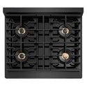 ZLINE Autograph Edition 30 in. 4.2 cu. ft. Paramount Gas Range with 4 Burner DuoPro™ Cooktop and Convection Gas Oven in Black Satin Stainless Steel and Polished Gold Accents (PSGRBSZ-30-G)