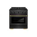 ZLINE Designer Collection 30 in. 4.2 cu. ft. Paramount Gas Range with 4 Burner DuoPro™ Cooktop and Convection Gas Oven in Black Satin Stainless Steel with Matte Black and Champagne Bronze Accents, Open Box-Good Condition