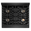 ZLINE Designer Collection 30 in. 4.2 cu. ft. Paramount Gas Range with 4 Burner DuoPro™ Cooktop and Convection Gas Oven in Black Satin Stainless Steel with Matte Black and Champagne Bronze Accents, Open Box-Good Condition