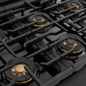 ZLINE Autograph Edition 36 in. 5.2 cu. ft. Paramount Gas Range with 6 Burner DuoPro™ Cooktop and Convection Gas Oven in Black Satin Stainless Steel and Champagne Bronze Accents (PSGRBSZ-36-CB)