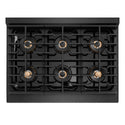 ZLINE Autograph Edition 36 in. 5.2 cu. ft. Paramount Gas Range with 6 Burner DuoPro™ Cooktop and Convection Gas Oven in Black Satin Stainless Steel and Champagne Bronze Accents, Open Box-Good Condition