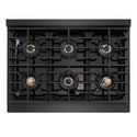 ZLINE Autograph Edition 36 in. 5.2 cu. ft. Paramount Gas Range with 6 Burner DuoPro™ Cooktop and Convection Gas Oven in Black Satin Stainless Steel and Polished Gold Accents, Open Box-Great Condition