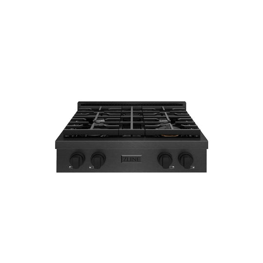 ZLINE 30 in. Paramount Gas Rangetop with 4 Burners and Porcelain Cooktop in Black Satin Stainless Steel, Open Box-Good Condition