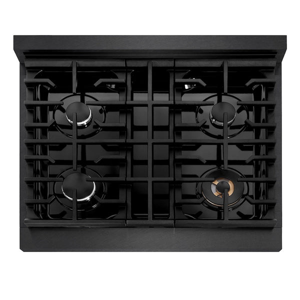 ZLINE 30 in. Paramount Gas Rangetop with 4 Burners and Porcelain Cooktop in Black Satin Stainless Steel, Open Box-Good Condition