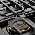 ZLINE 36 in. Paramount Gas Rangetop with 6 Burners and Porcelain Cooktop in Black Satin Stainless Steel, Open Box-Great Condition