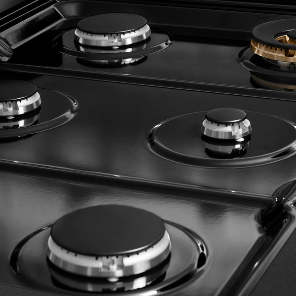 ZLINE 36 in. Paramount Gas Rangetop with 6 Burners and Porcelain Cooktop in Black Satin Stainless Steel, Open Box-Great Condition