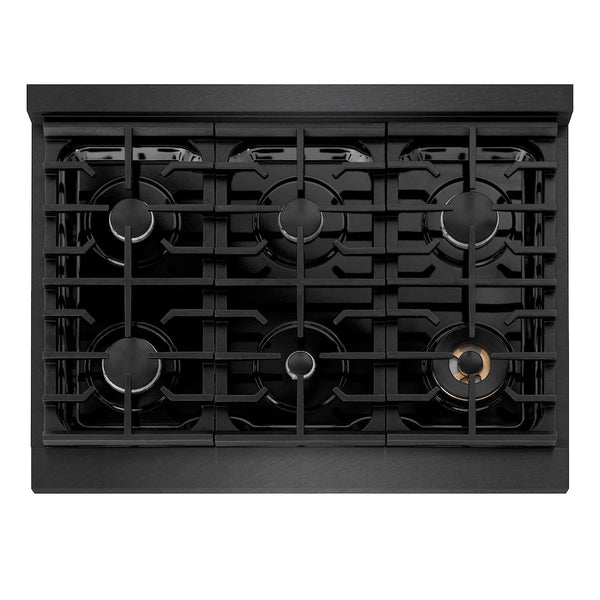 ZLINE 36 in. Paramount Gas Rangetop with 6 Burners and Porcelain Cooktop in Black Satin Stainless Steel, Open Box-Good Condition