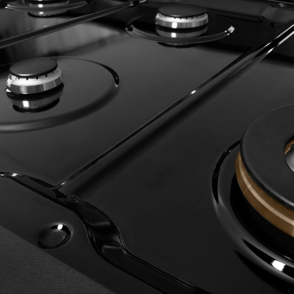 ZLINE 48 in. Paramount Gas Rangetop with 8 Burners and Porcelain Cooktop in Black Satin Stainless Steel, Open Box-Good Condition