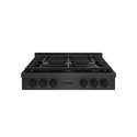 ZLINE 36 in. Paramount Gas Rangetop with 6 Brass Burners and Porcelain Cooktop in Black Satin Stainless Steel (SRTBS-BR-36)