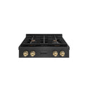 ZLINE Autograph Edition 30 in. Paramount Gas Rangetop with 4 Burners and Porcelain Cooktop in Black Satin Stainless Steel with Champagne Bronze Accents, Open Box-Good Condition