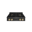 ZLINE Autograph Edition 30 in. Paramount Gas Rangetop with 4 Burners and Porcelain Cooktop in Black Satin Stainless Steel with Champagne Bronze Accents, Open Box-Great Condition