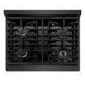 ZLINE Autograph Edition 30 in. Paramount Gas Rangetop with 4 Burners and Porcelain Cooktop in Black Satin Stainless Steel with Champagne Bronze Accents, Open Box-Great Condition