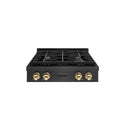 ZLINE Autograph Edition 30 in. Paramount Gas Rangetop with 4 Burners and Porcelain Cooktop in Black Satin Stainless Steel with Polished Gold Accents, Open Box-Good Condition