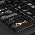 ZLINE Autograph Edition 30 in. Paramount Gas Rangetop with 4 Burners and Porcelain Cooktop in Black Satin Stainless Steel with Polished Gold Accents, Open Box-Great Condition