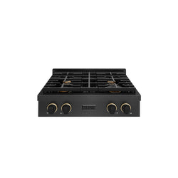 ZLINE Designer Collection 30 in. Paramount Gas Rangetop with 4 Burners in Black Satin Stainless Steel with Matte Black and Champagne Bronze Accents (SRTBSZ-30-MBCB)