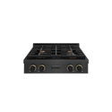 ZLINE Designer Collection 30 in. Paramount Gas Rangetop with 4 Burners in Black Satin Stainless Steel with Matte Black and Champagne Bronze Accents, Open Box-Good Condition
