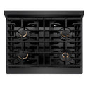 ZLINE Designer Collection 30 in. Paramount Gas Rangetop with 4 Burners in Black Satin Stainless Steel with Matte Black and Champagne Bronze Accents, Open Box-Good Condition