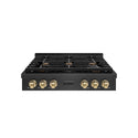 ZLINE Autograph Edition 36 in. Paramount Gas Rangetop with 6 Burners and Porcelain Cooktop in Black Satin Stainless Steel with Champagne Bronze Accents, Open Box-Good Condition