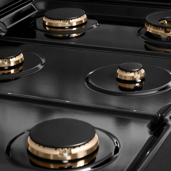 ZLINE Autograph Edition 36 in. Paramount Gas Rangetop with 6 Burners and Porcelain Cooktop in Black Satin Stainless Steel with Champagne Bronze Accents, Open Box-Good Condition