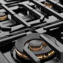 ZLINE Designer Collection 36 in. Paramount Gas Rangetop with 6 Burners in Black Satin Stainless Steel with Matte Black and Champagne Bronze Accents, Open Box-Great Condition