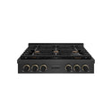 ZLINE Designer Collection 36 in. Paramount Gas Rangetop with 6 Burners in Black Satin Stainless Steel with Matte Black and Champagne Bronze Accents, Open Box-Good Condition