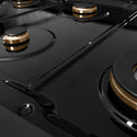 ZLINE Autograph Edition 48 in. Paramount Gas Rangetop with 8 Burners and Porcelain Cooktop in Black Satin Stainless Steel with Polished Gold Accents, Open Box-Great Condition