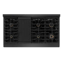 ZLINE Autograph Edition 48 in. Paramount Gas Rangetop with 8 Burners and Porcelain Cooktop in Black Satin Stainless Steel with Polished Gold Accents, Open Box-Good Condition