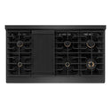 ZLINE Designer Collection 48 in. Paramount Gas Rangetop with 8 Burners in Black Satin Stainless Steel with Matte Black and Champagne Bronze Accents, Open Box-Good Condition