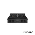 ZLINE 30 in. Paramount Gas Rangetop with 4 Burner DuoPro™ Cooktop in Black Satin Stainless Steel, Open Box-Good Condition