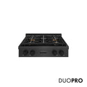 ZLINE 30 in. Paramount Gas Rangetop with 4 Burner DuoPro™ Cooktop in Black Satin Stainless Steel, Open Box-Great Condition