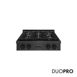 ZLINE 30 in. Paramount Gas Rangetop with 4 Burner DuoPro™ Cooktop in Black Satin Stainless Steel, Open Box-Great Condition