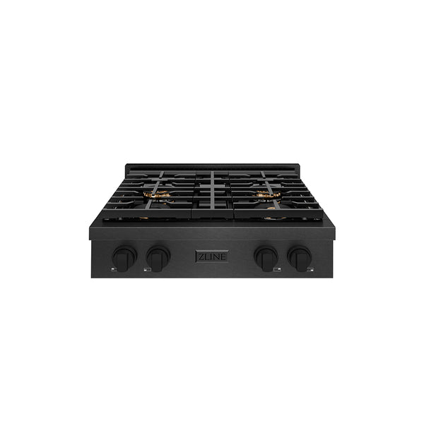 ZLINE 30 in. Paramount Gas Rangetop with 4 Burner DuoPro™ Cooktop in Black Satin Stainless Steel, Open Box-Great Condition