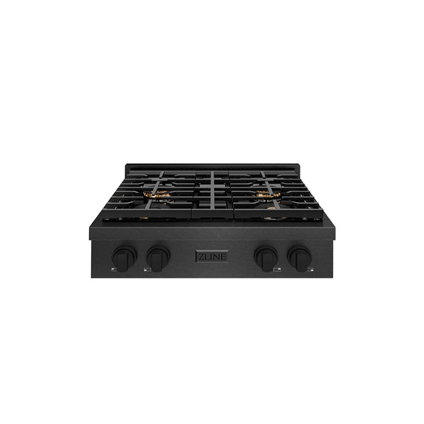 ZLINE 30 in. Paramount Gas Rangetop with 4 Burner DuoPro™ Cooktop in Black Satin Stainless Steel, Open Box-Good Condition