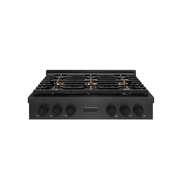 ZLINE 36 in. Paramount Gas Rangetop with 6 Burner DuoPro™ Cooktop in Black Satin Stainless Steel, Open Box-Great Condition