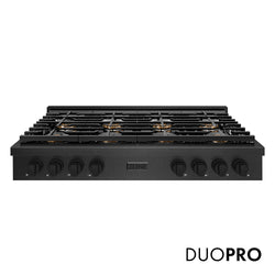 ZLINE 48 in. Paramount Gas Rangetop with 8 Burner DuoPro™ Cooktop in Black Satin Stainless Steel, Open Box-Great Condition