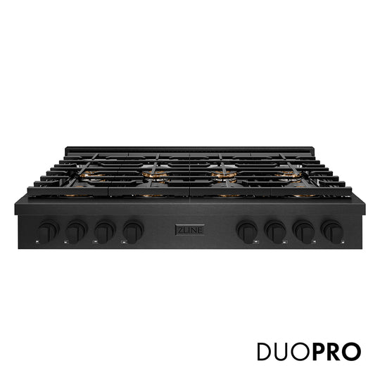ZLINE 48 in. Paramount Gas Rangetop with 8 Burner DuoPro™ Cooktop in Black Satin Stainless Steel, Open Box-Great Condition