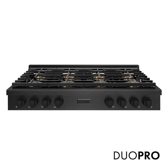 ZLINE 48 in. Paramount Gas Rangetop with 8 Burner DuoPro™ Cooktop in Black Satin Stainless Steel, Open Box-Good Condition