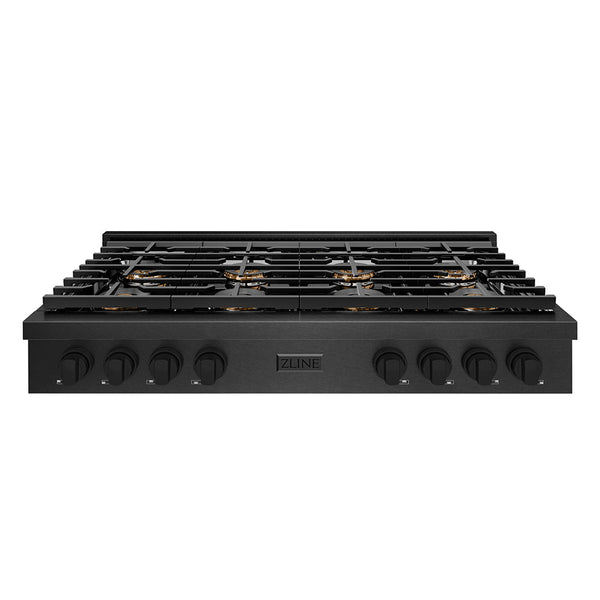 ZLINE 48 in. Paramount Gas Rangetop with 8 Burner DuoPro™ Cooktop in Black Satin Stainless Steel, Open Box-Good Condition