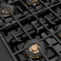 ZLINE Autograph Edition 30 in. Paramount Gas Rangetop with 4 Burner DuoPro™ Cooktop in Black Satin Stainless Steel and Champagne Bronze Accents (PSRTBSZ-30-CB)